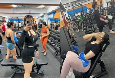 O filme está feliz um com o outro com a garotinha da Gymer Spread